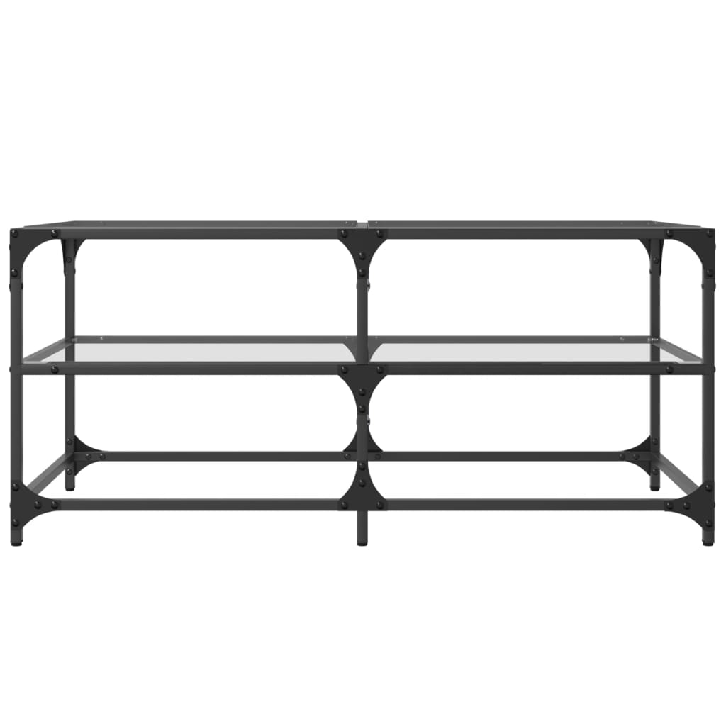 Coffee Table with Transparent Glass Top 98,5x50x45 cm Steel