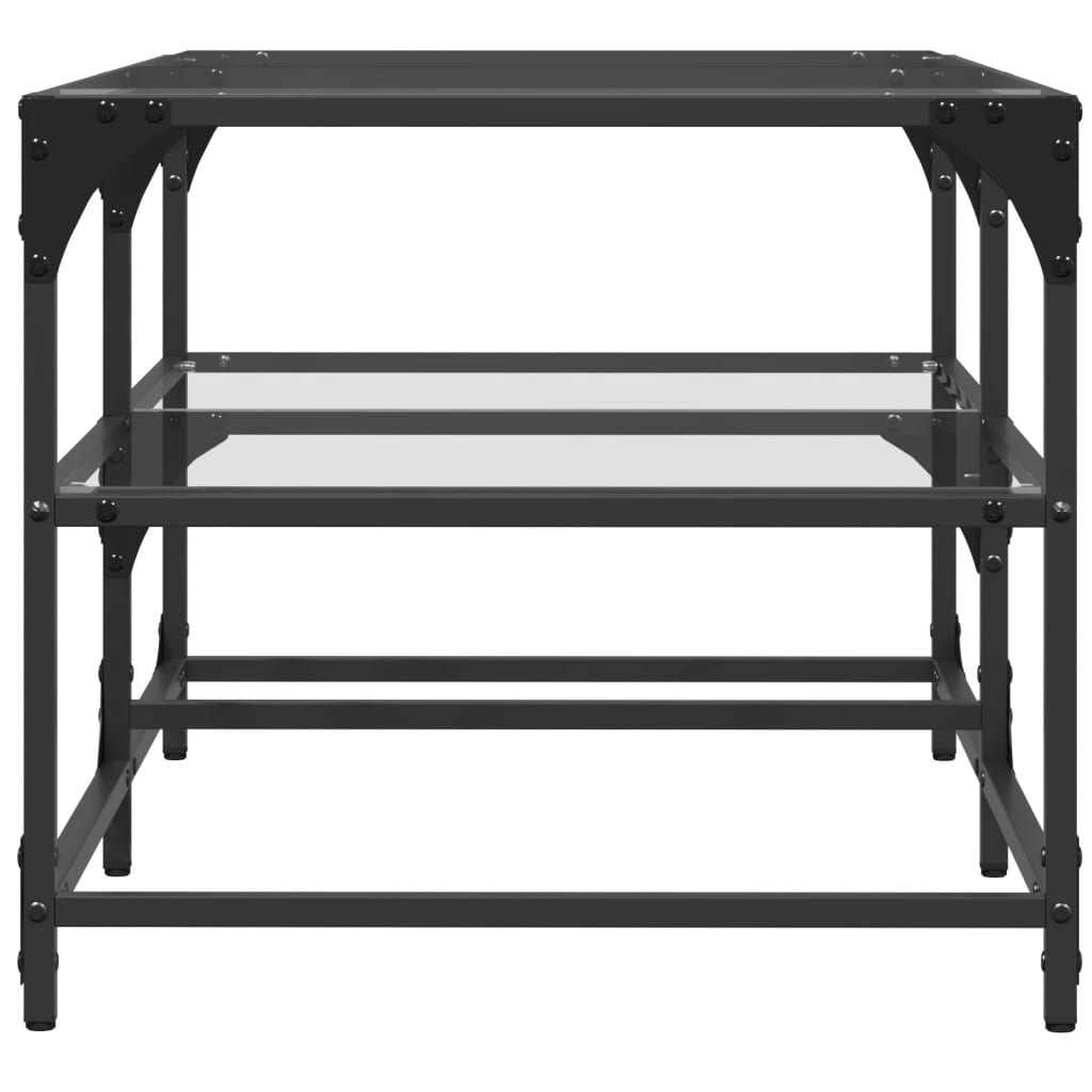 Coffee Table with Transparent Glass Top 98,5x50x45 cm Steel