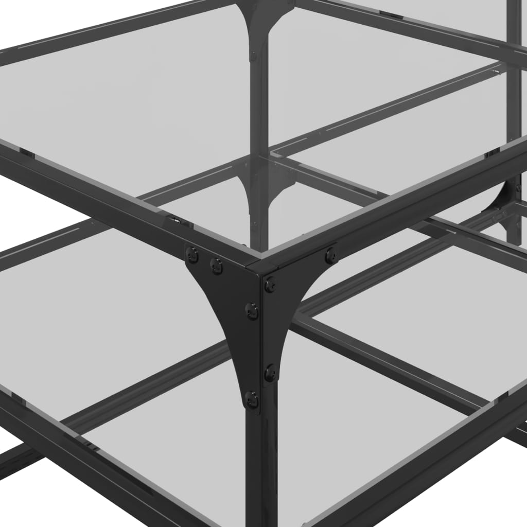 Coffee Table with Transparent Glass Top 98,5x50x45 cm Steel