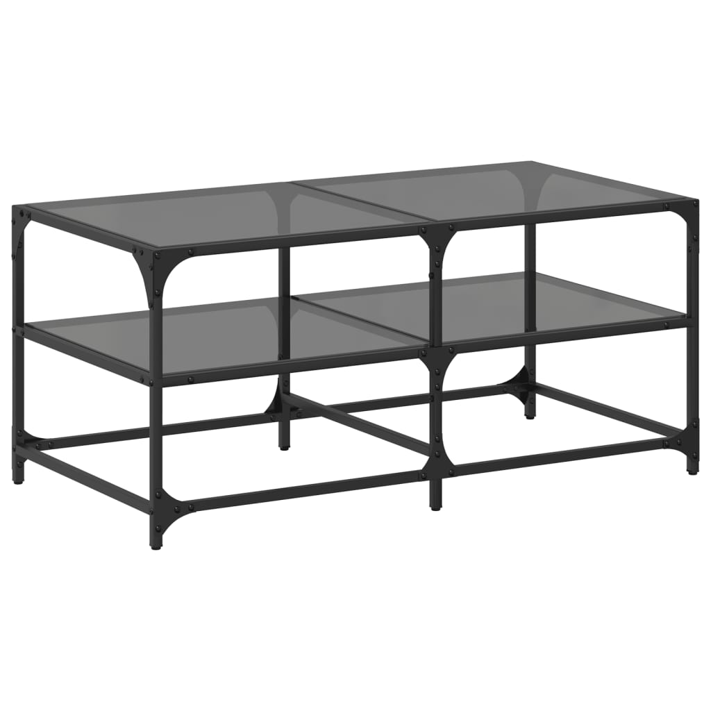 Coffee Table with Black Glass Top 98,5x50x45 cm Steel