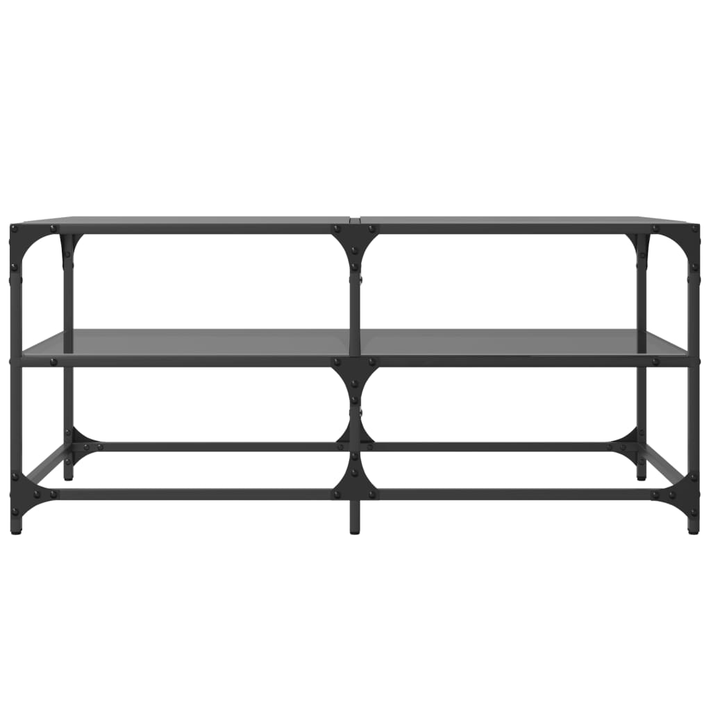 Coffee Table with Black Glass Top 98,5x50x45 cm Steel