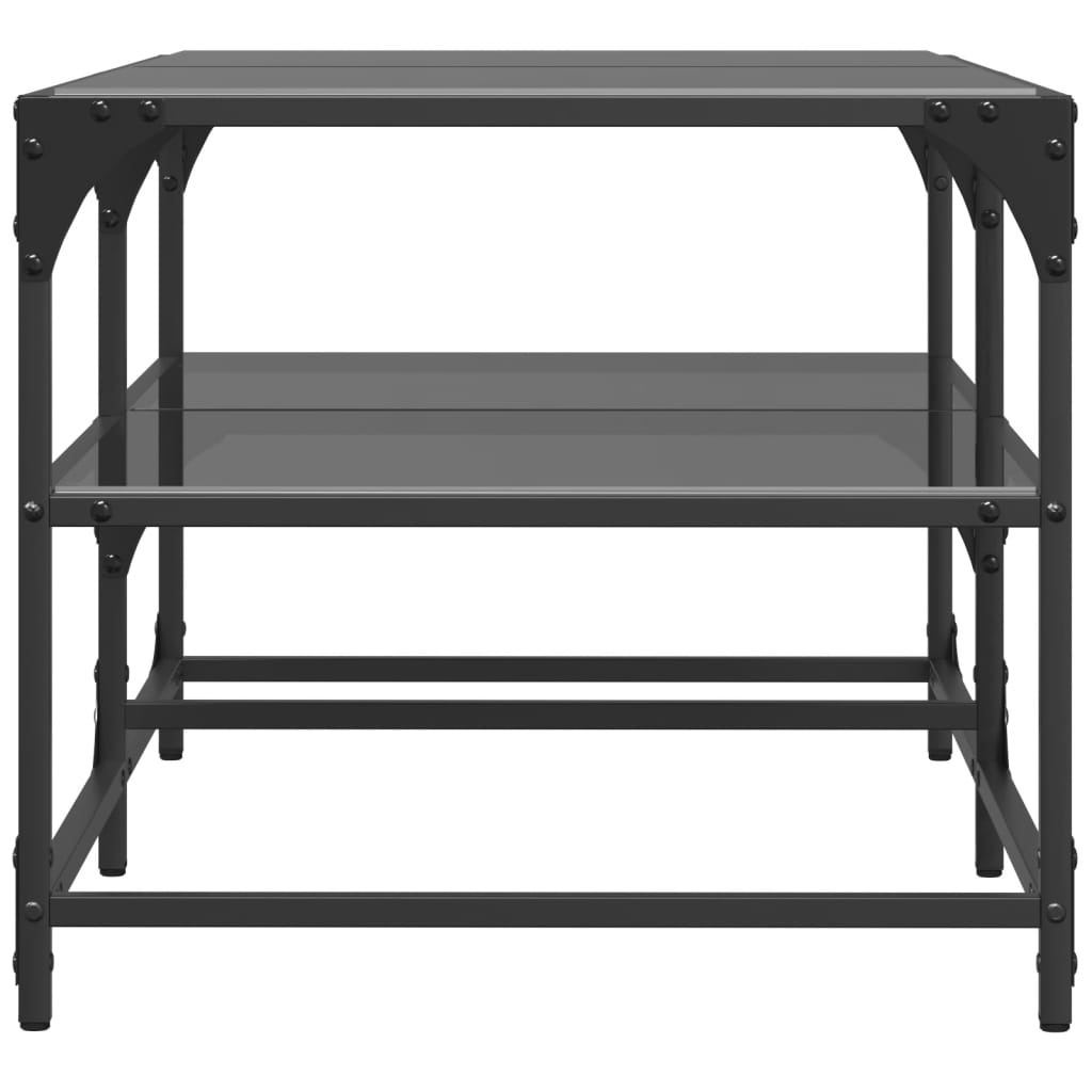 Coffee Table with Black Glass Top 98,5x50x45 cm Steel