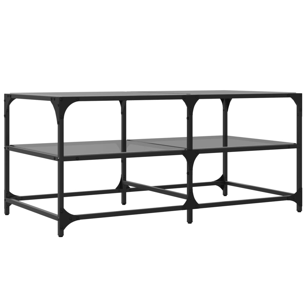 Coffee Table with Black Glass Top 98,5x50x45 cm Steel