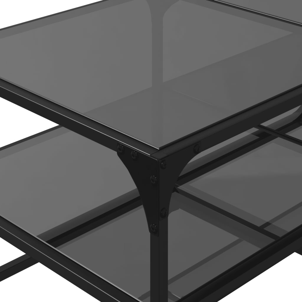 Coffee Table with Black Glass Top 98,5x50x45 cm Steel