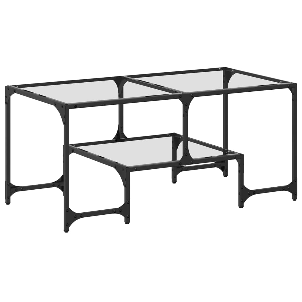 Coffee Table with Transparent Glass Top 98,5x50x45 cm Steel