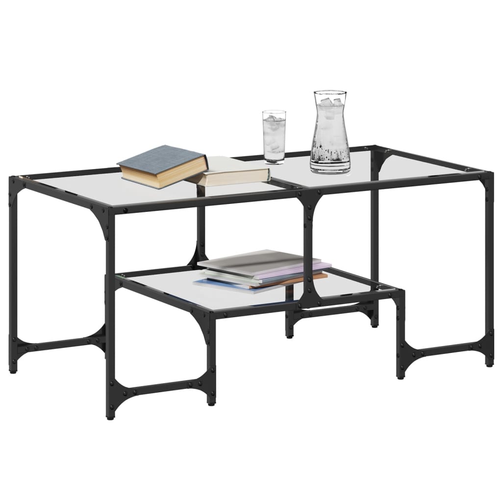 Coffee Table with Transparent Glass Top 98,5x50x45 cm Steel