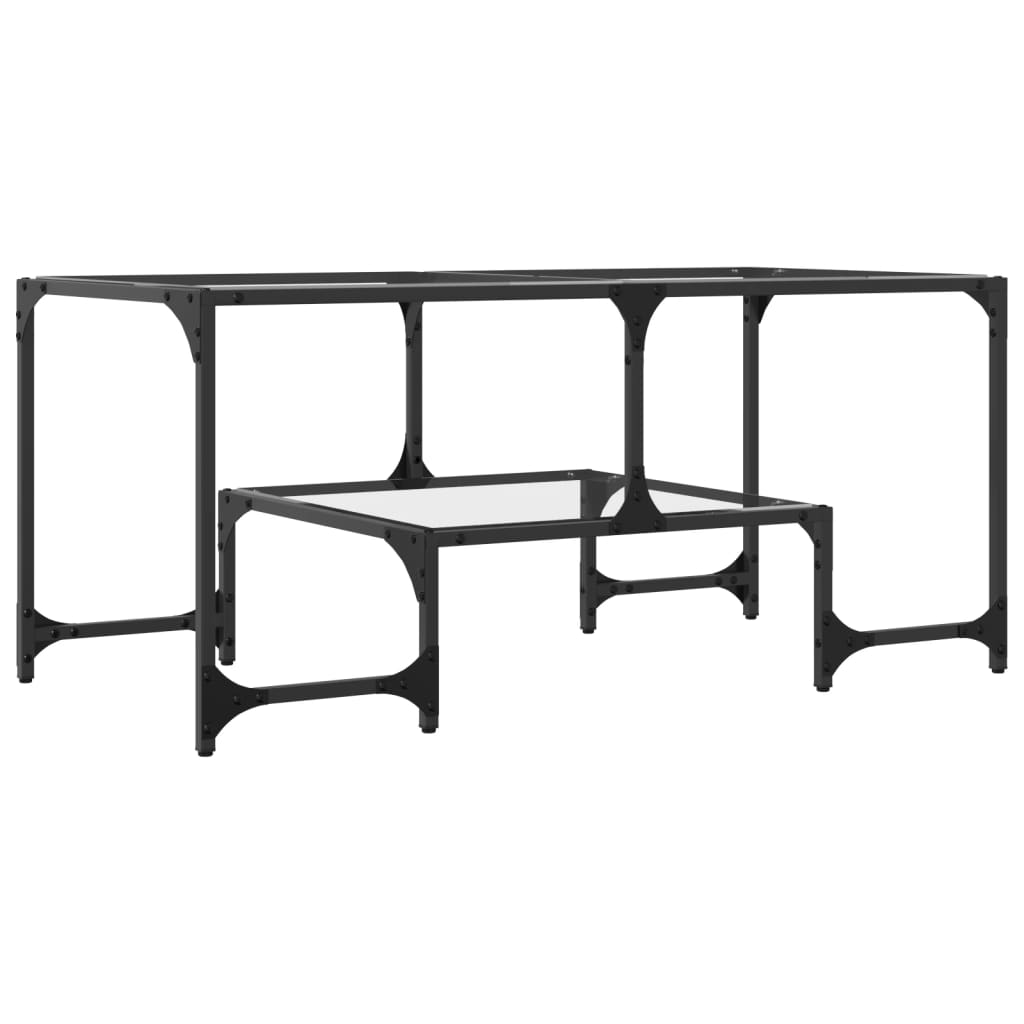 Coffee Table with Transparent Glass Top 98,5x50x45 cm Steel