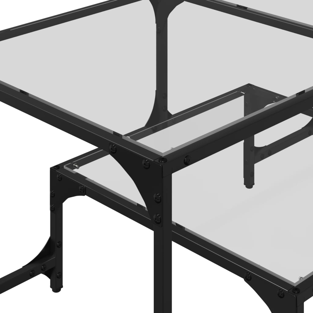 Coffee Table with Transparent Glass Top 98,5x50x45 cm Steel
