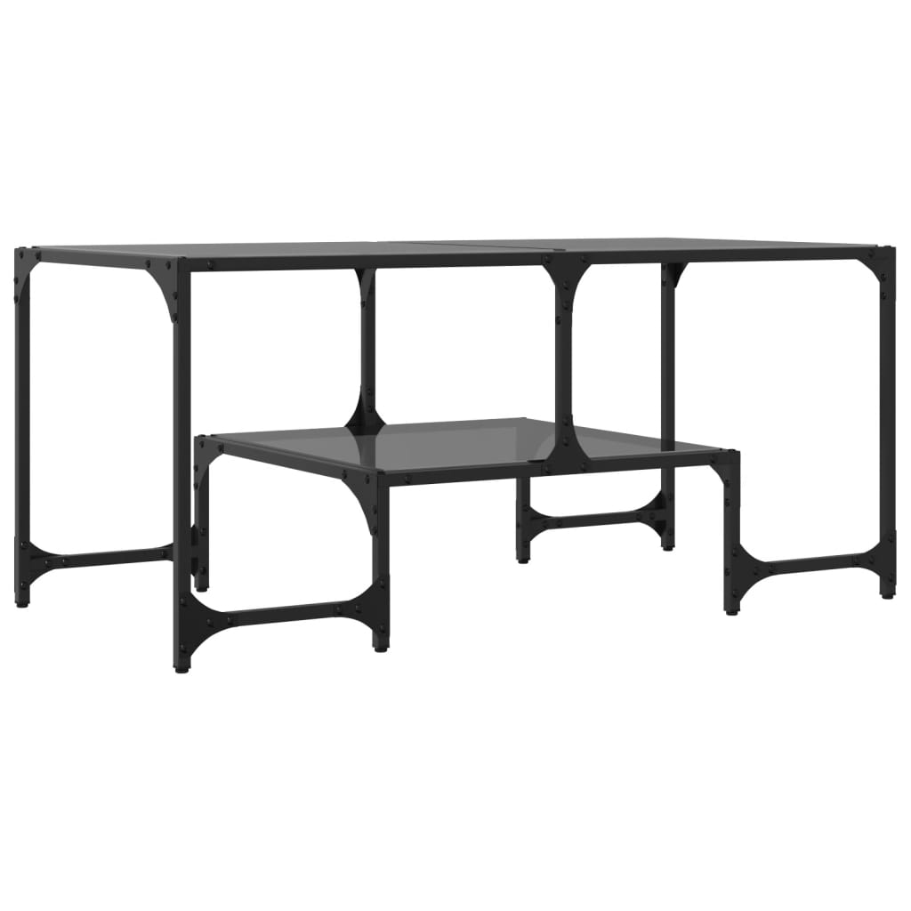 Coffee Table with Black Glass Top 98,5x50x45 cm Steel
