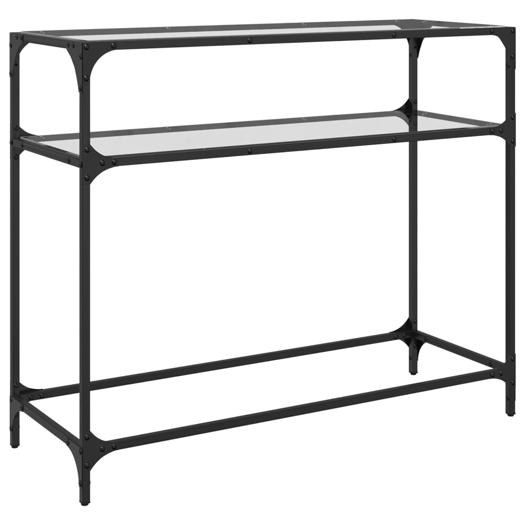 Console Table with Transparent Glass Top 98x35x81 cm Steel