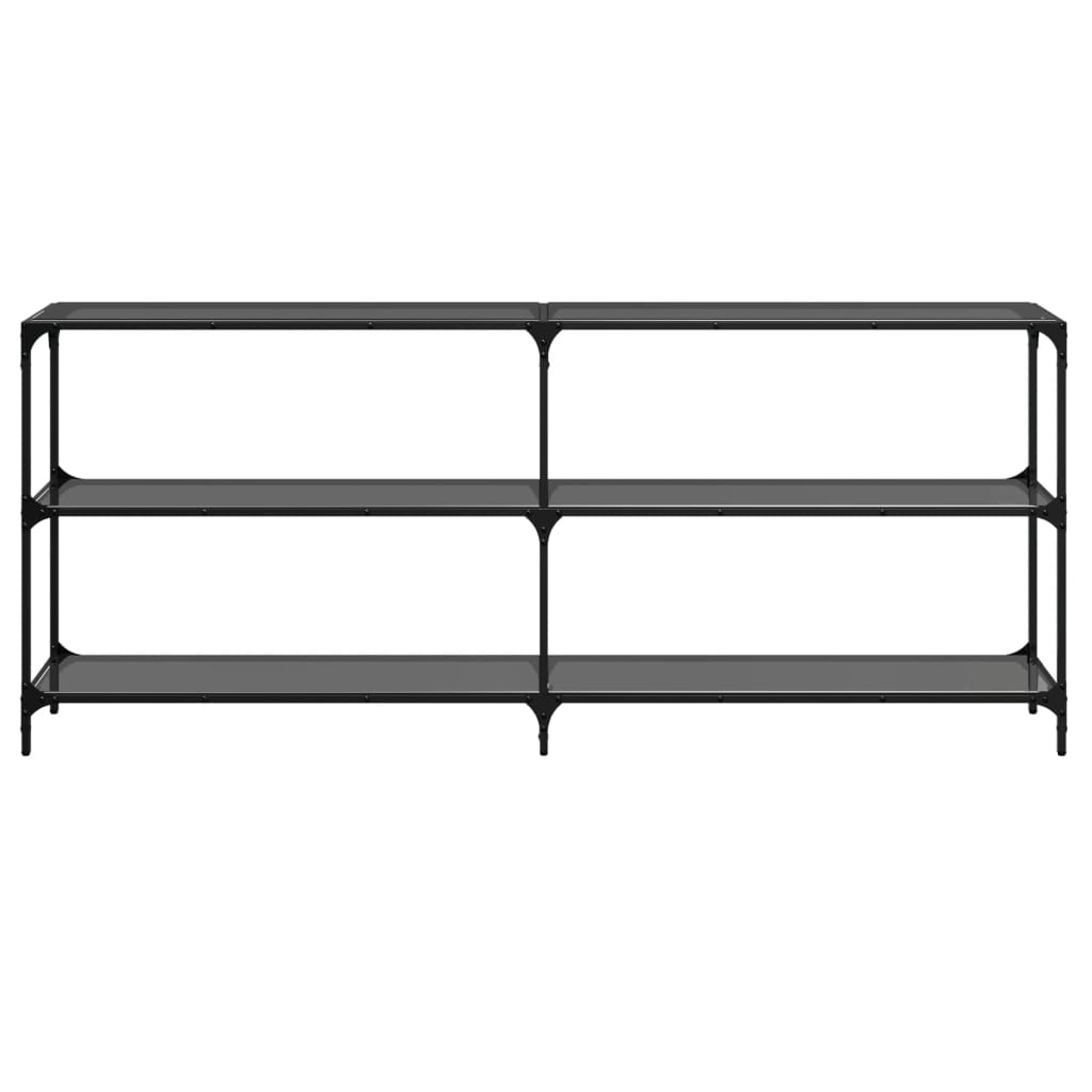 Console Table with Black Glass Top 194.5x30x81 cm Steel