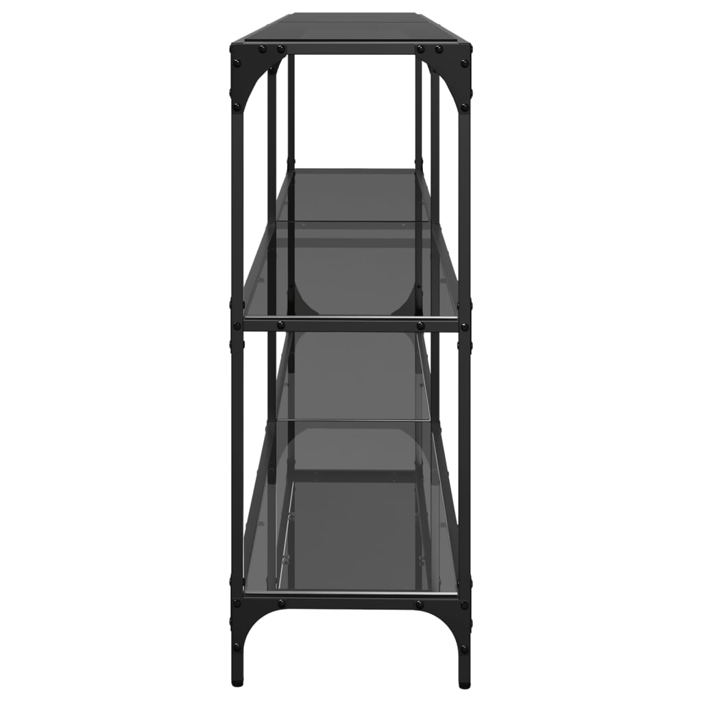 Console Table with Black Glass Top 194.5x30x81 cm Steel