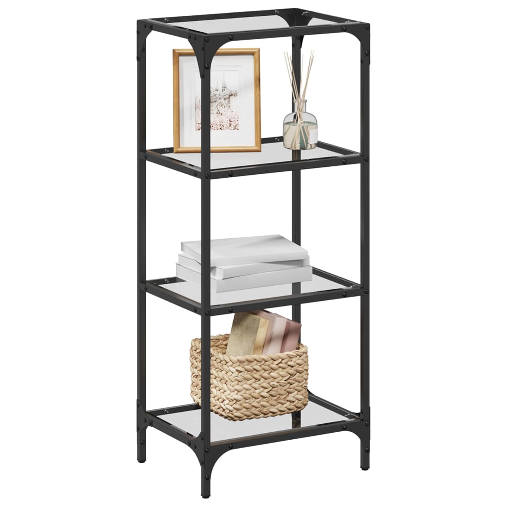 vidaXL Storage Rack with Transparent Glass Top 40x30x95 cm Steel