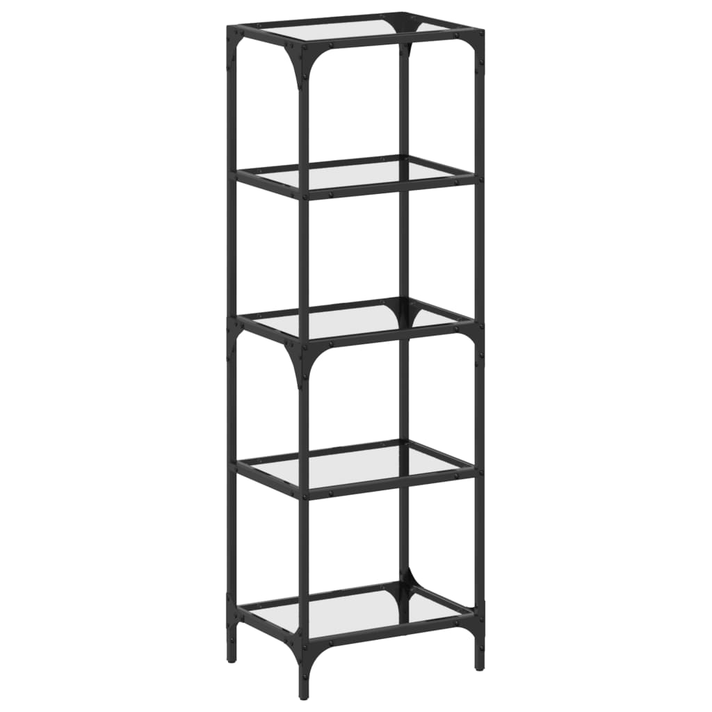 vidaXL Storage Rack with Black Glass Top 40x30x123 cm Steel