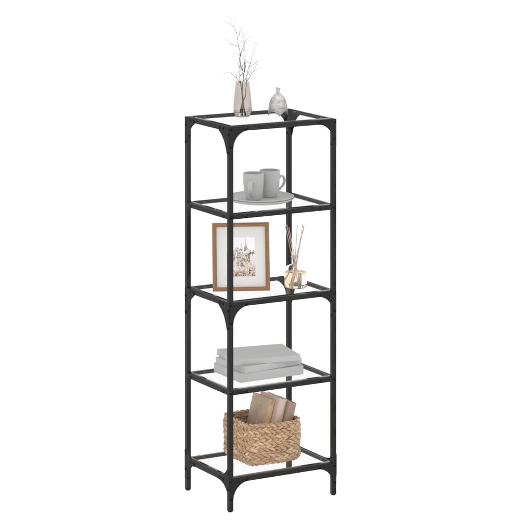 vidaXL Storage Rack with Black Glass Top 40x30x123 cm Steel