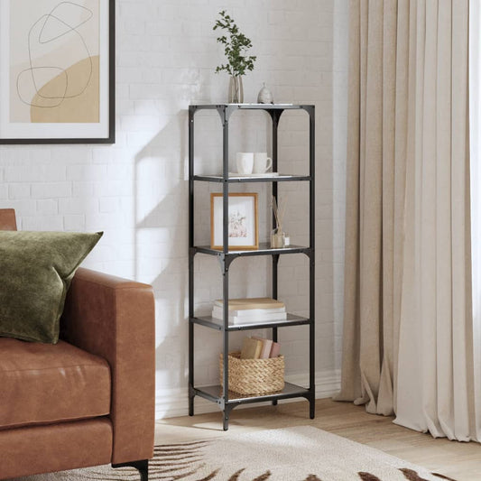 vidaXL Storage Rack with Black Glass Top 40x30x123 cm Steel