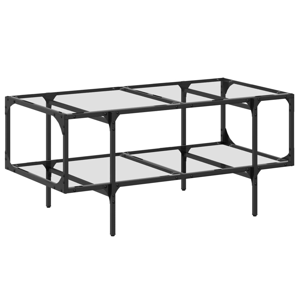 Coffee Table with Transparent Glass Top 98,5x50x45 cm Steel
