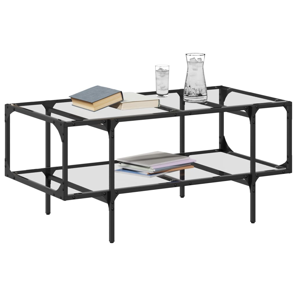 Coffee Table with Transparent Glass Top 98,5x50x45 cm Steel