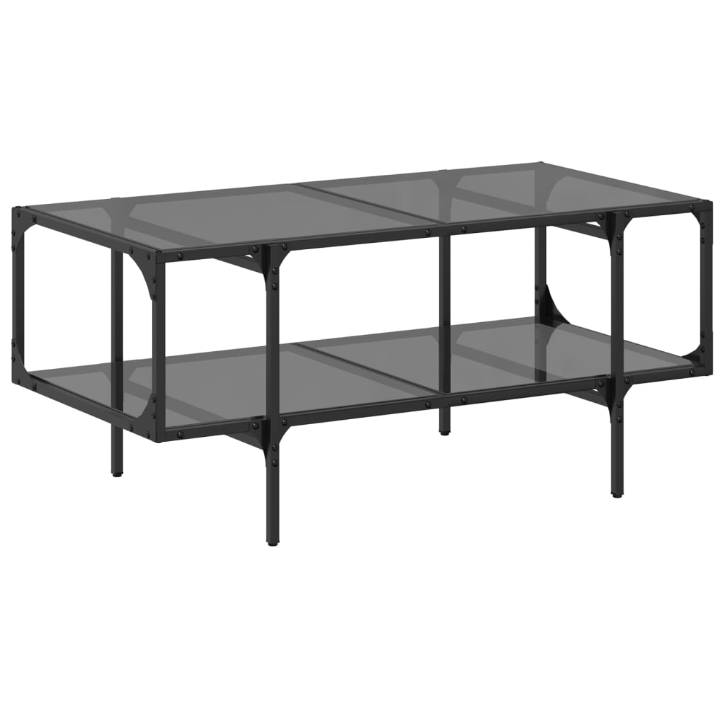 Coffee Table with Black Glass Top 98,5x50x45 cm Steel