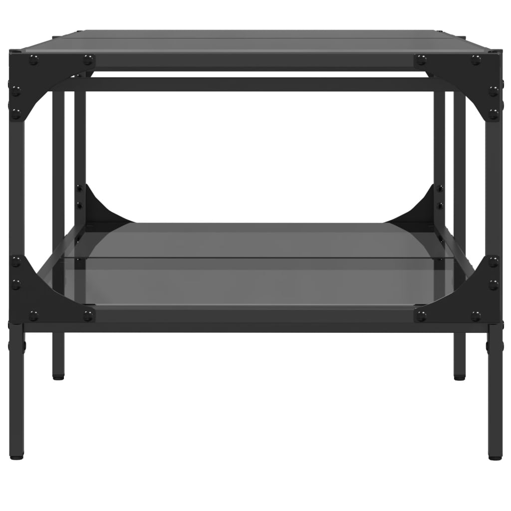 Coffee Table with Black Glass Top 98,5x50x45 cm Steel