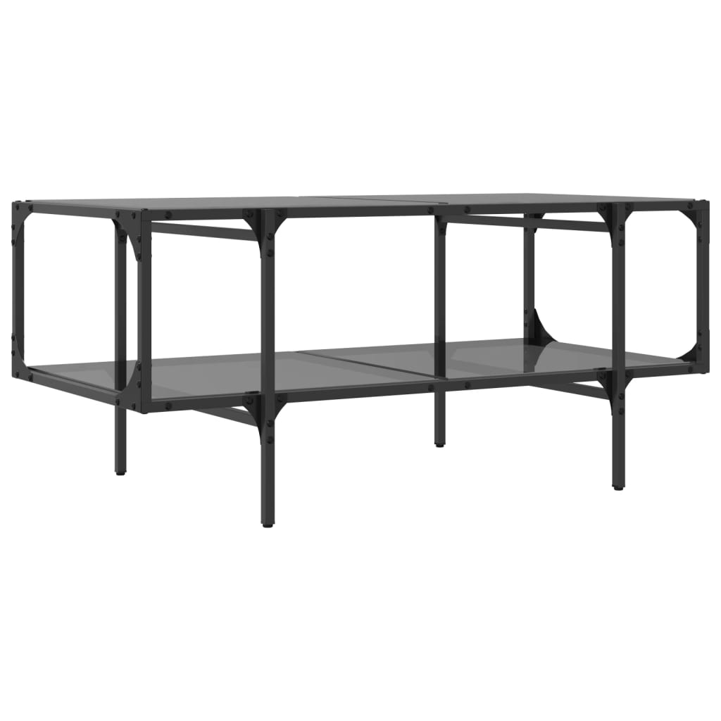 Coffee Table with Black Glass Top 98,5x50x45 cm Steel