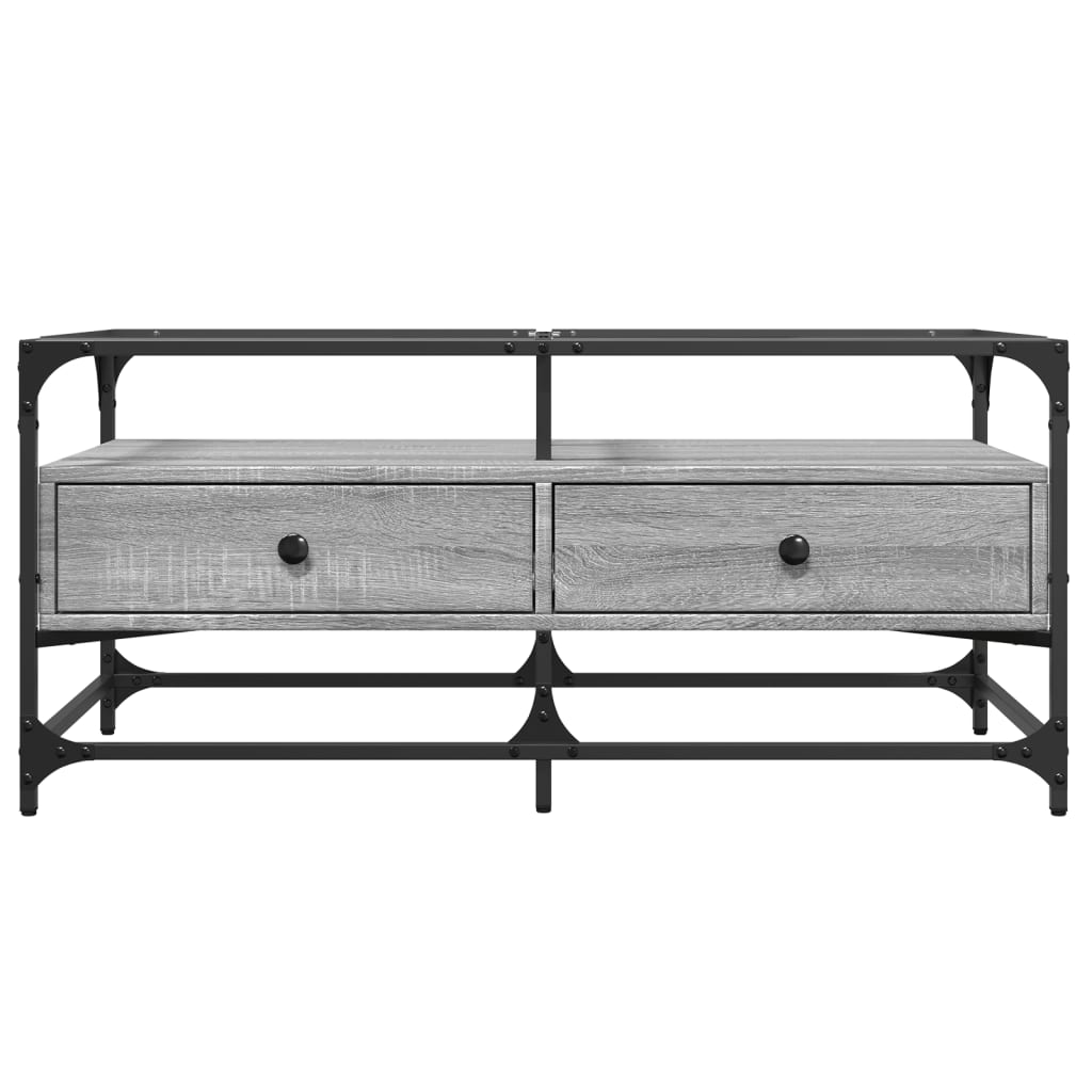 Coffee Table with Glass Top Grey Sonoma 98,5x50x45 cm Steel