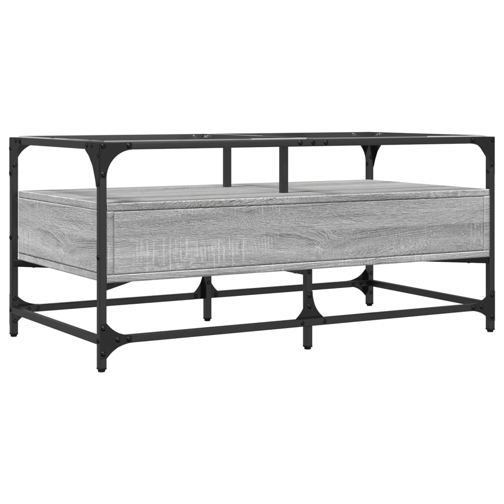 Coffee Table with Glass Top Grey Sonoma 98,5x50x45 cm Steel