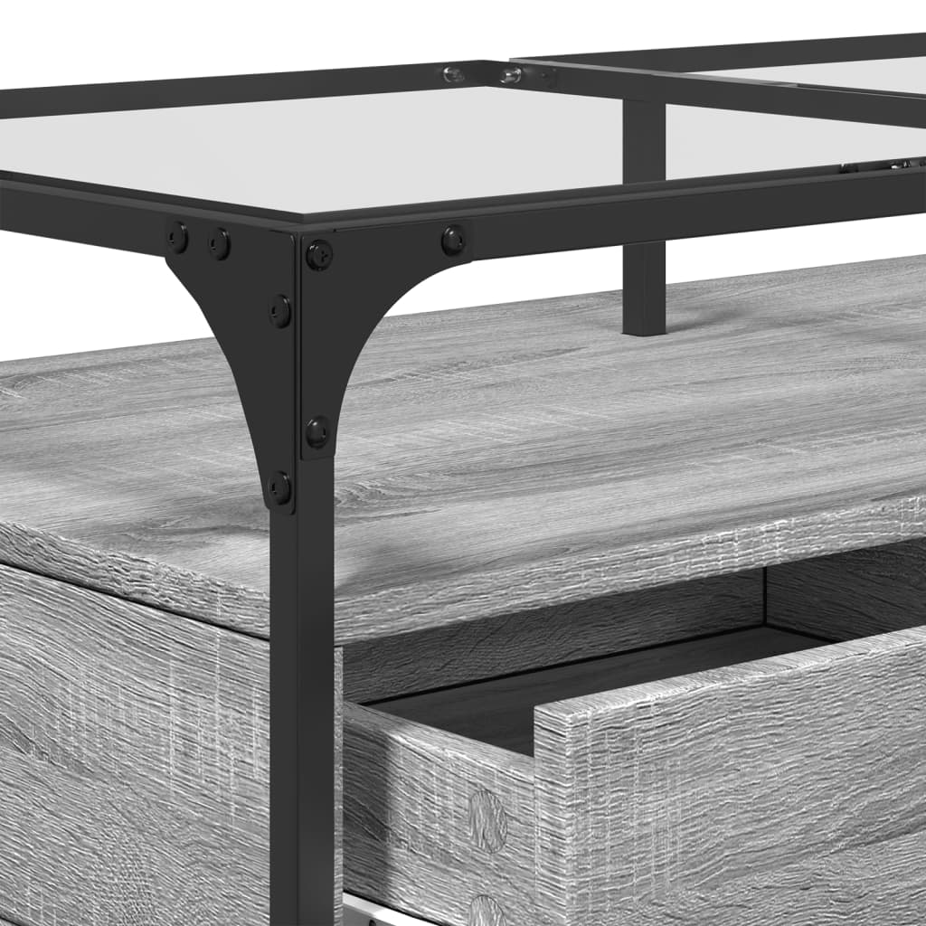 Coffee Table with Glass Top Grey Sonoma 98,5x50x45 cm Steel