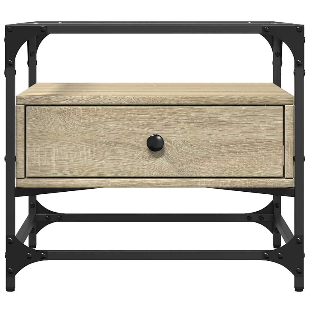Coffee Table with Glass Top Sonoma Oak 50x50x45 cm Steel