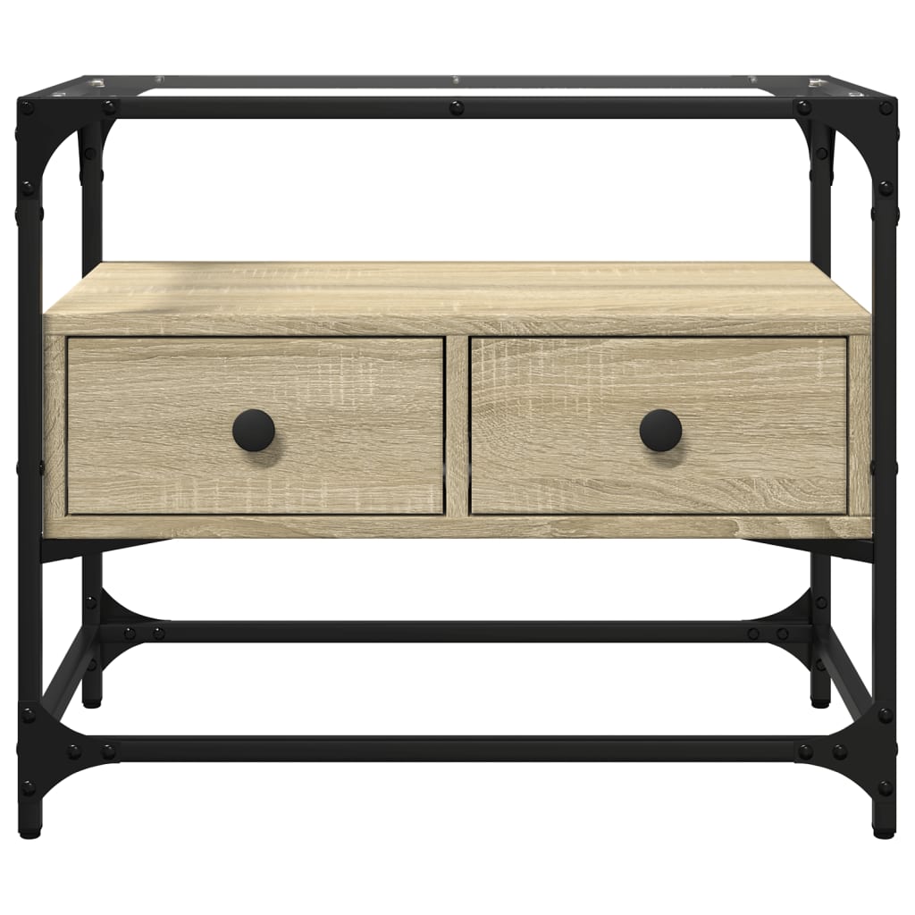 TV Cabinet with Glass Top Sonoma Oak 60x35x51cm Engineered Wood