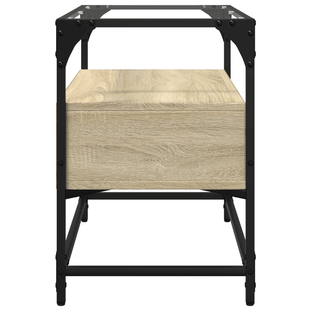 TV Cabinet with Glass Top Sonoma Oak 60x35x51cm Engineered Wood