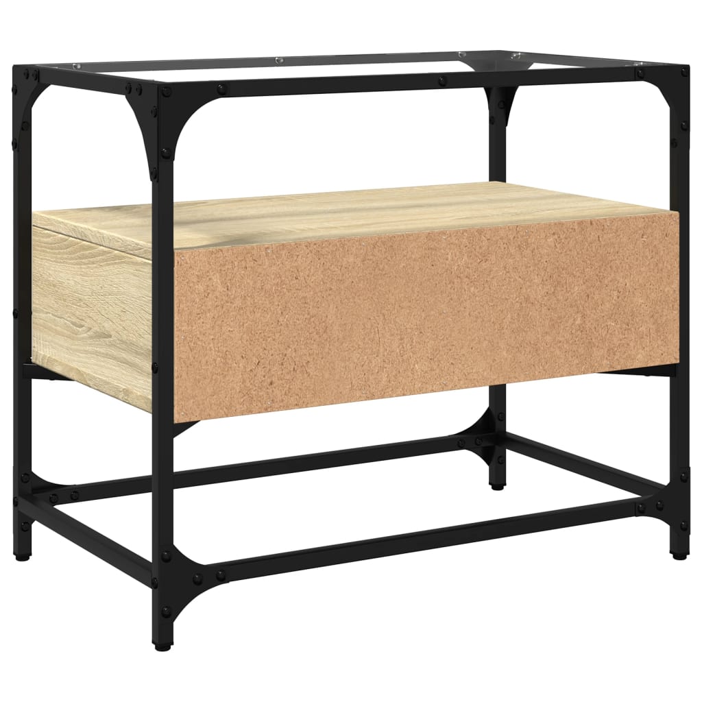 TV Cabinet with Glass Top Sonoma Oak 60x35x51cm Engineered Wood