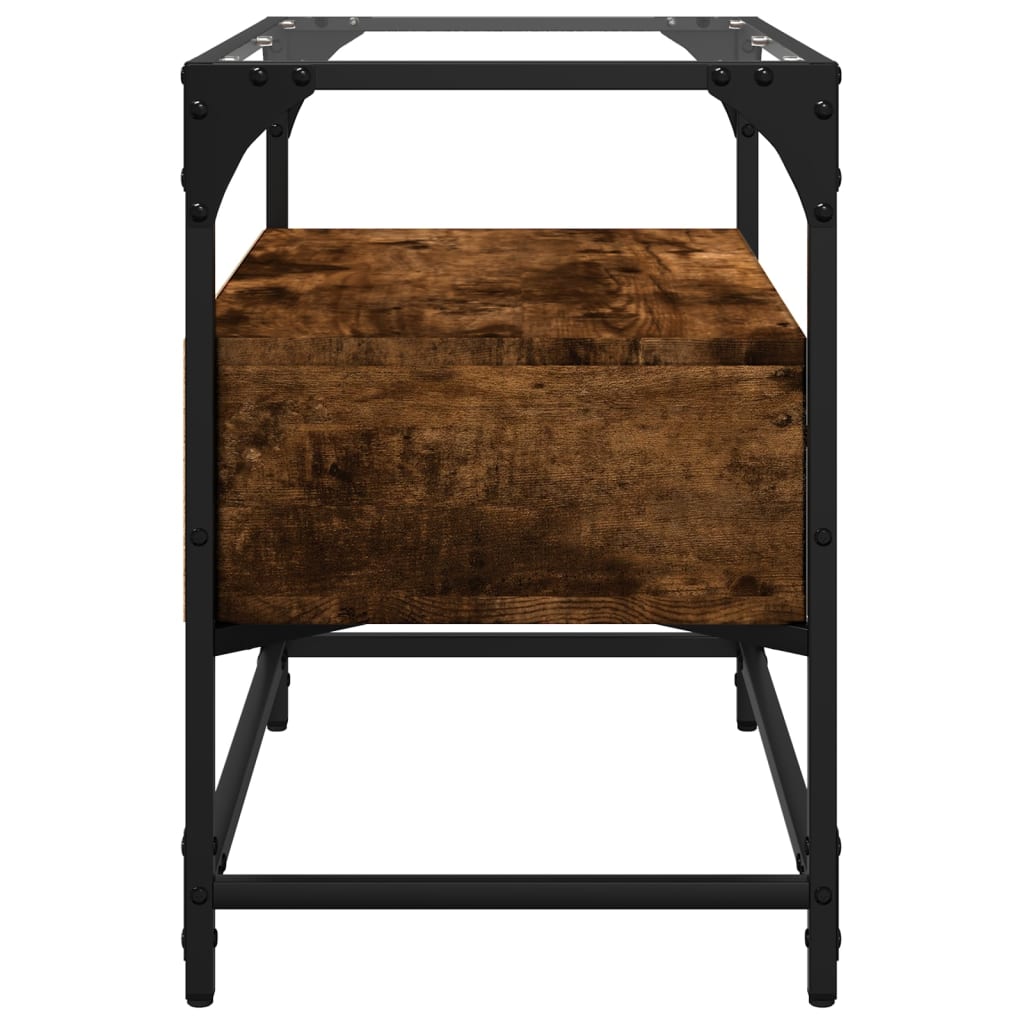 TV Cabinet with Glass Top Smoked Oak 60x35x51cm Engineered Wood