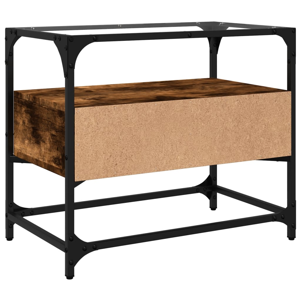 TV Cabinet with Glass Top Smoked Oak 60x35x51cm Engineered Wood