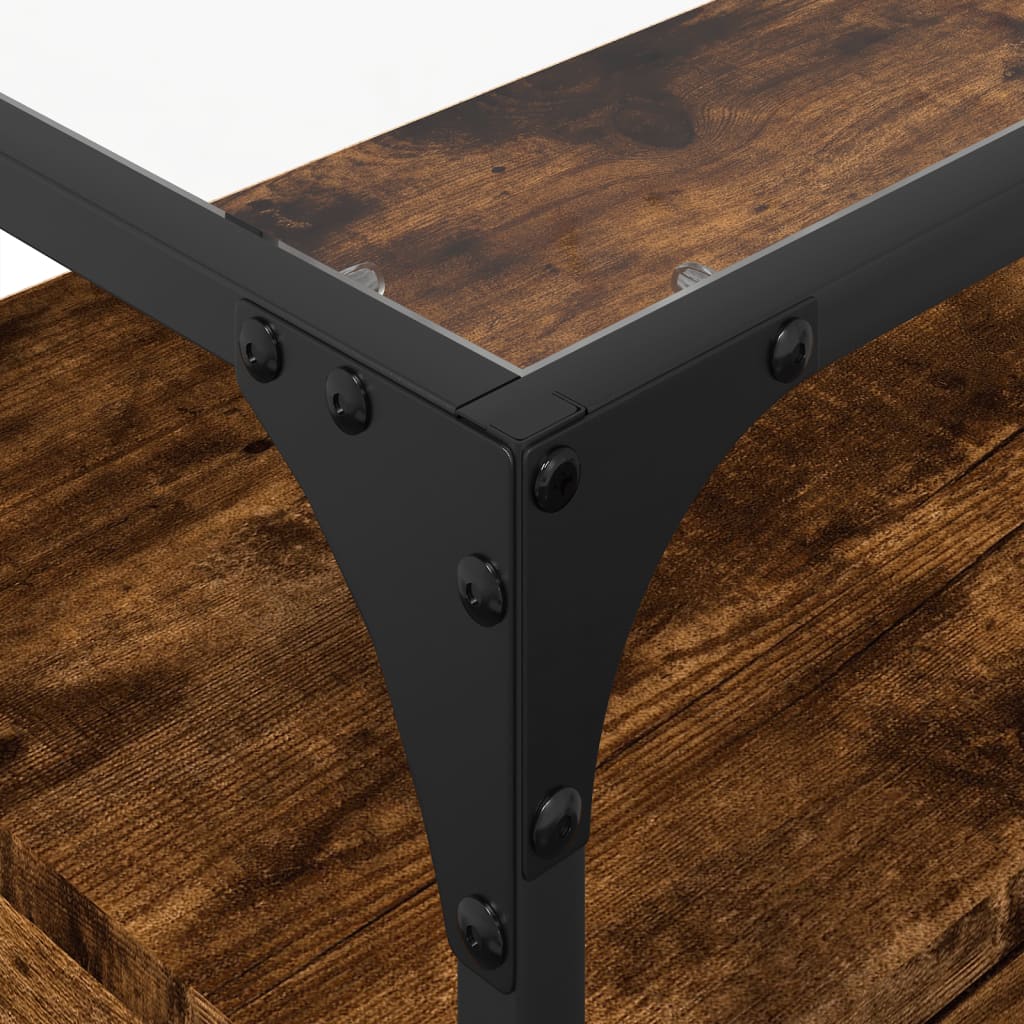 TV Cabinet with Glass Top Smoked Oak 60x35x51cm Engineered Wood