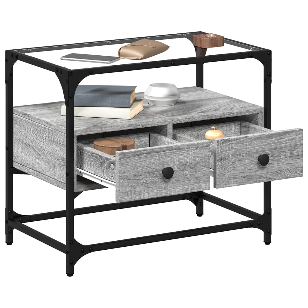 TV Cabinet with Glass Top Grey Sonoma 60x35x51 cm