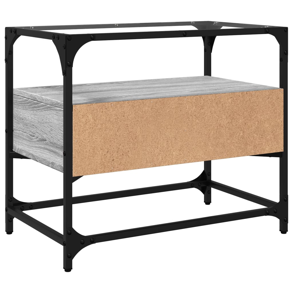TV Cabinet with Glass Top Grey Sonoma 60x35x51 cm