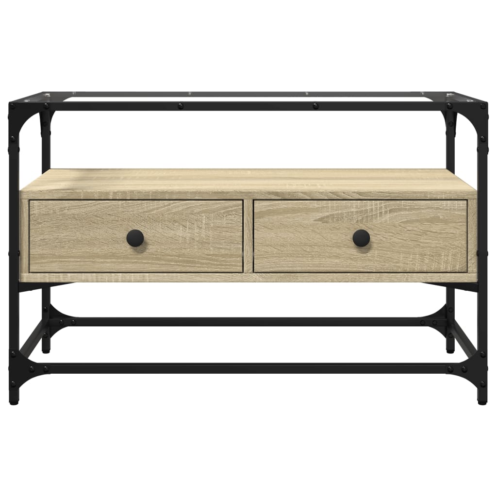 TV Cabinet with Glass Top Sonoma Oak 80x35x51cm Engineered Wood