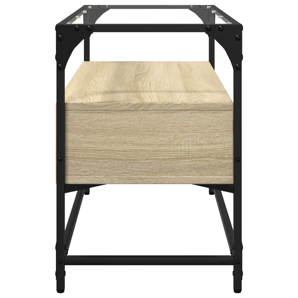 TV Cabinet with Glass Top Sonoma Oak 80x35x51cm Engineered Wood
