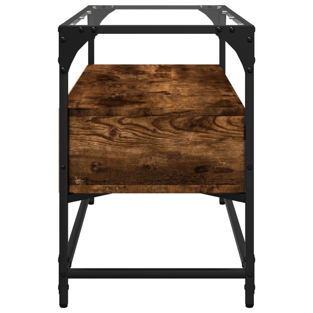 TV Cabinet with Glass Top Smoked Oak 80x35x51cm Engineered Wood