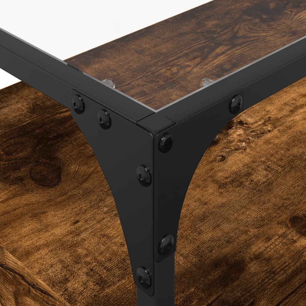 TV Cabinet with Glass Top Smoked Oak 80x35x51cm Engineered Wood