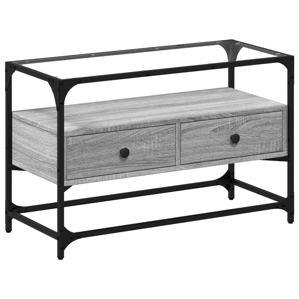 TV Cabinet with Glass Top Grey Sonoma 80x35x51 cm