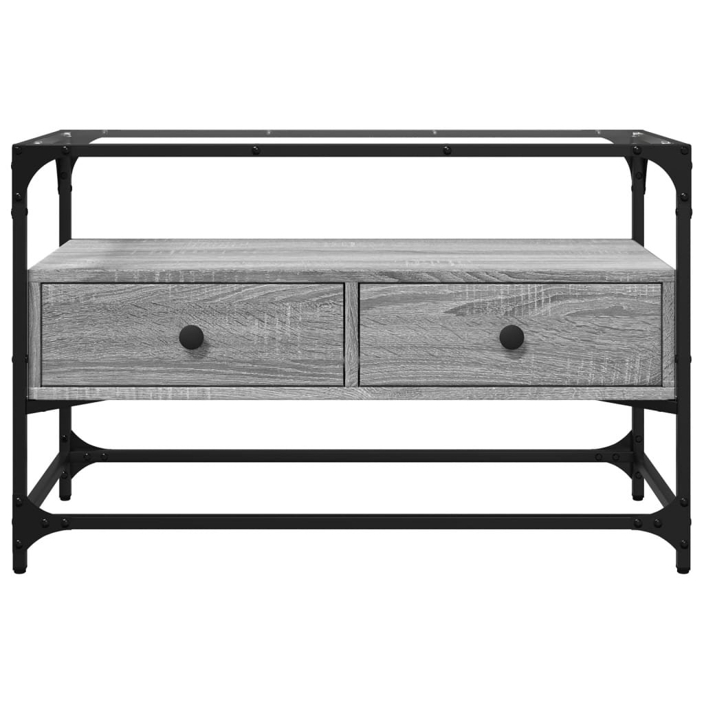 vidaXL TV Cabinet with Glass Top Grey Sonoma 80x35x51 cm Engineered Wood