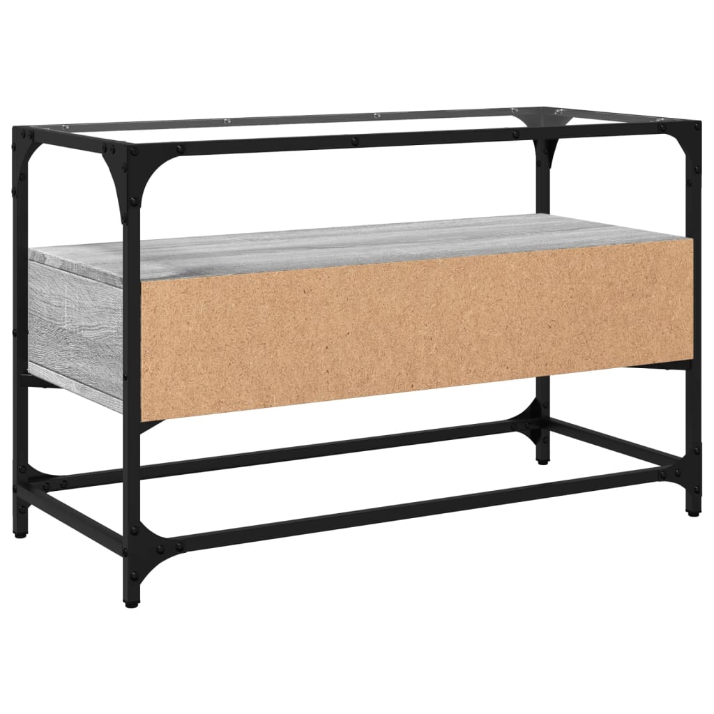 TV Cabinet with Glass Top Grey Sonoma 80x35x51 cm