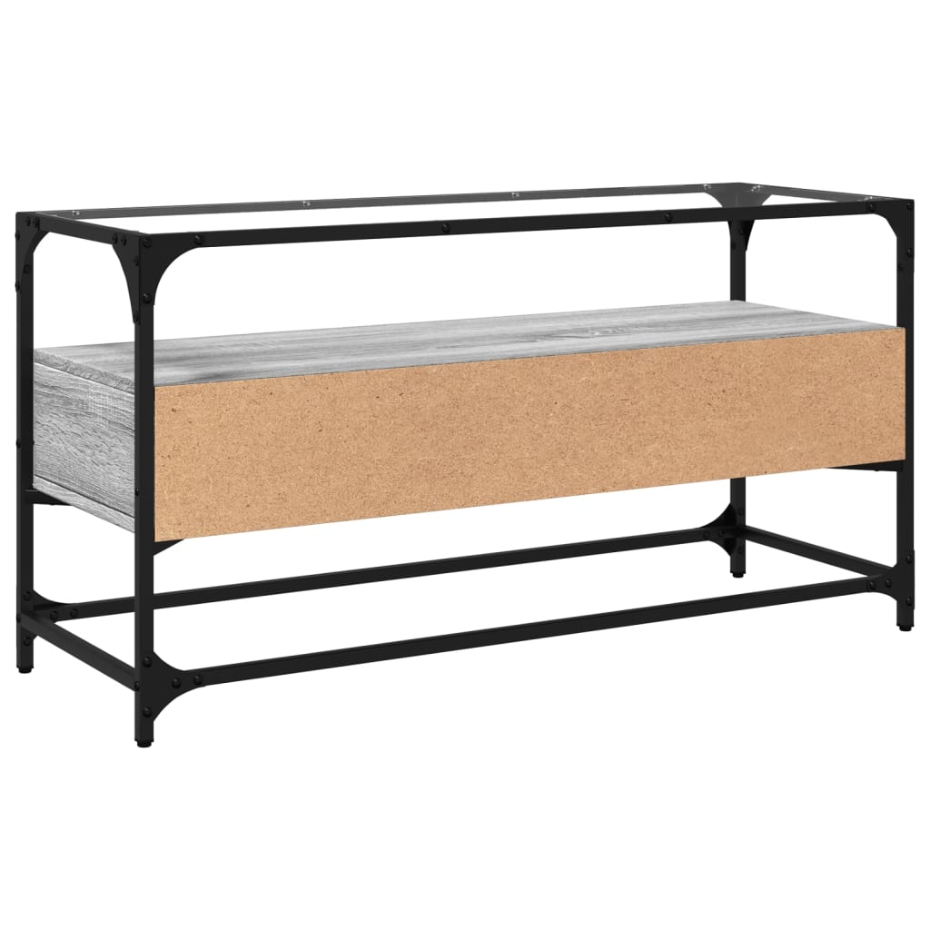 TV Cabinet with Glass Top Grey Sonoma 98x35x51 cm