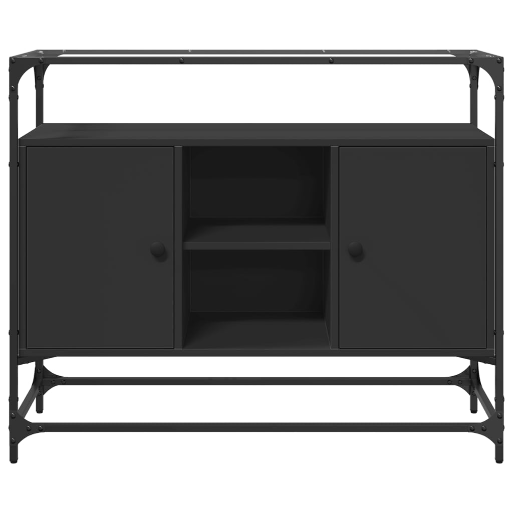 vidaXL Sideboard with Glass Top Black 98x35x81 cm Engineered Wood