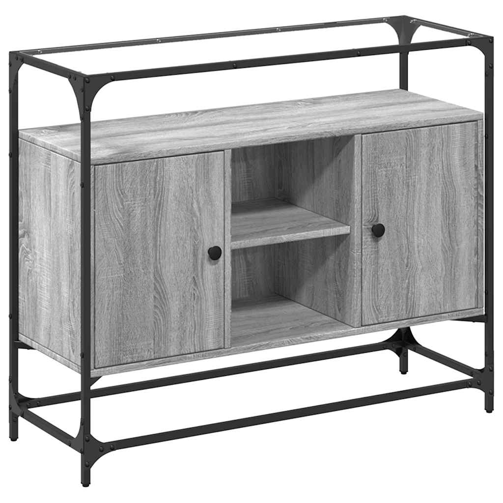 Sideboard with Glass Top Grey Sonoma 98x35x81 cm Engineered Wood