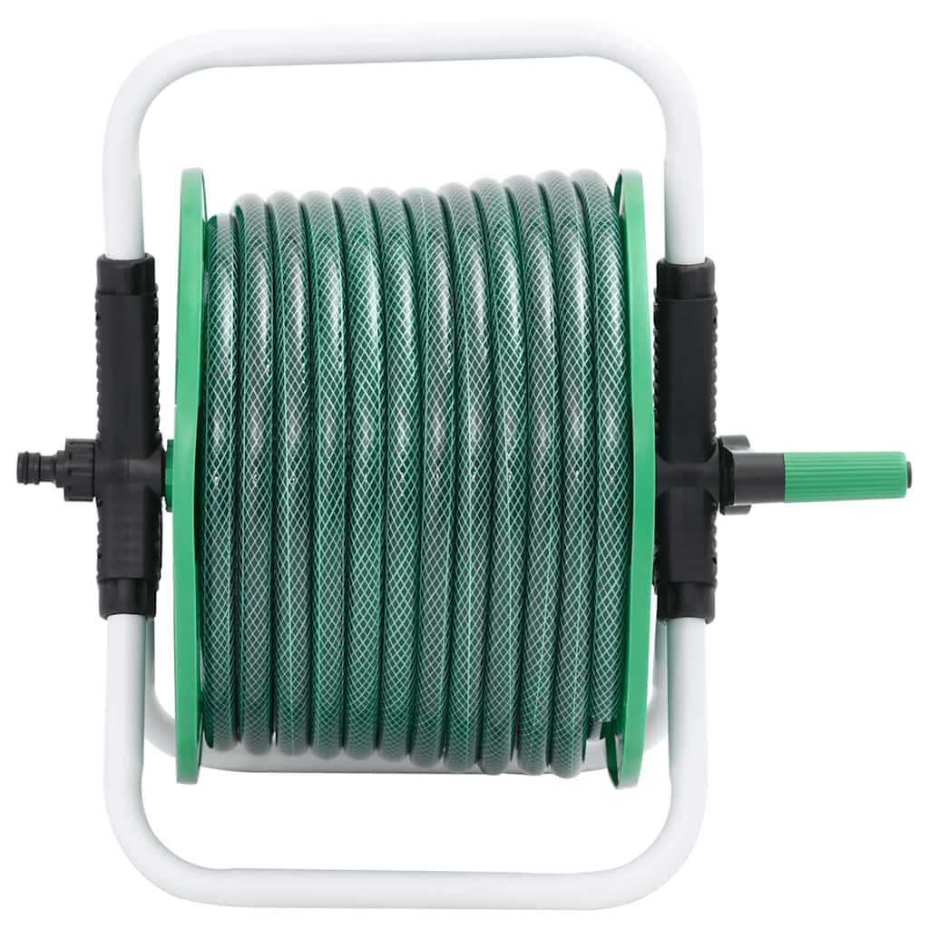 Free Standing Green Hose Reel with Hose Fitting Set 0.5" 30 m