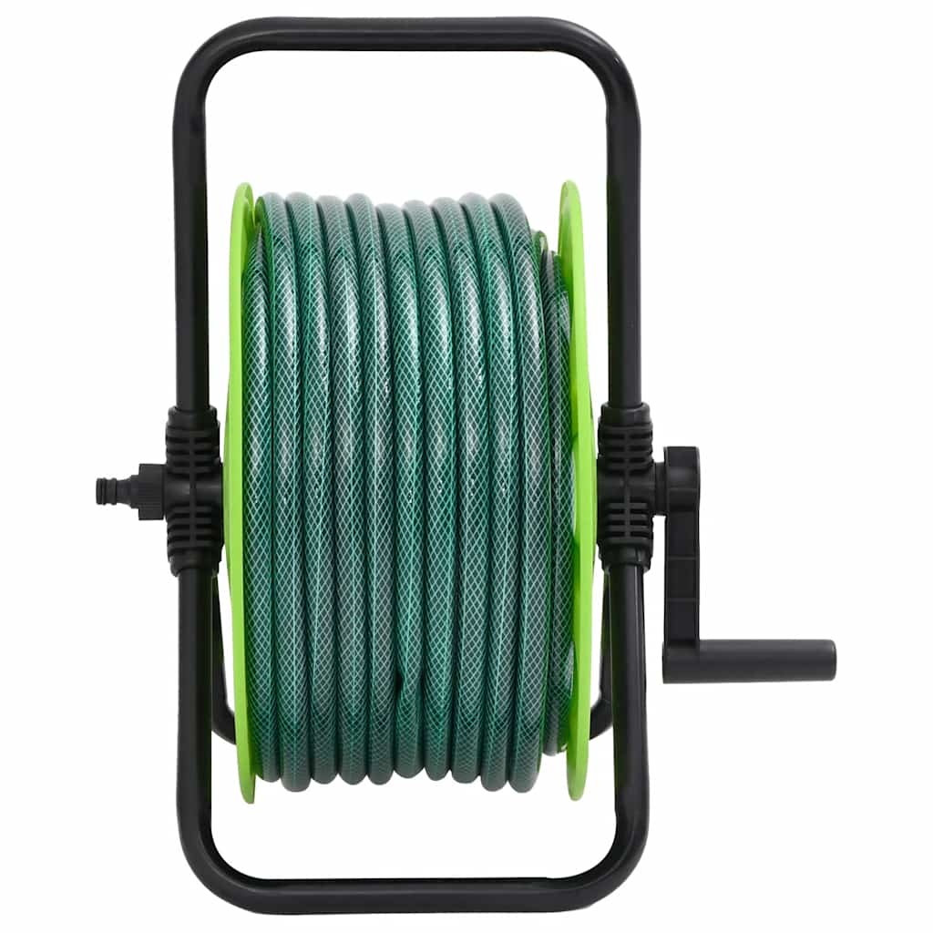 Free Standing Green Hose Reel with Hose Fitting Set 0.5" 30 m