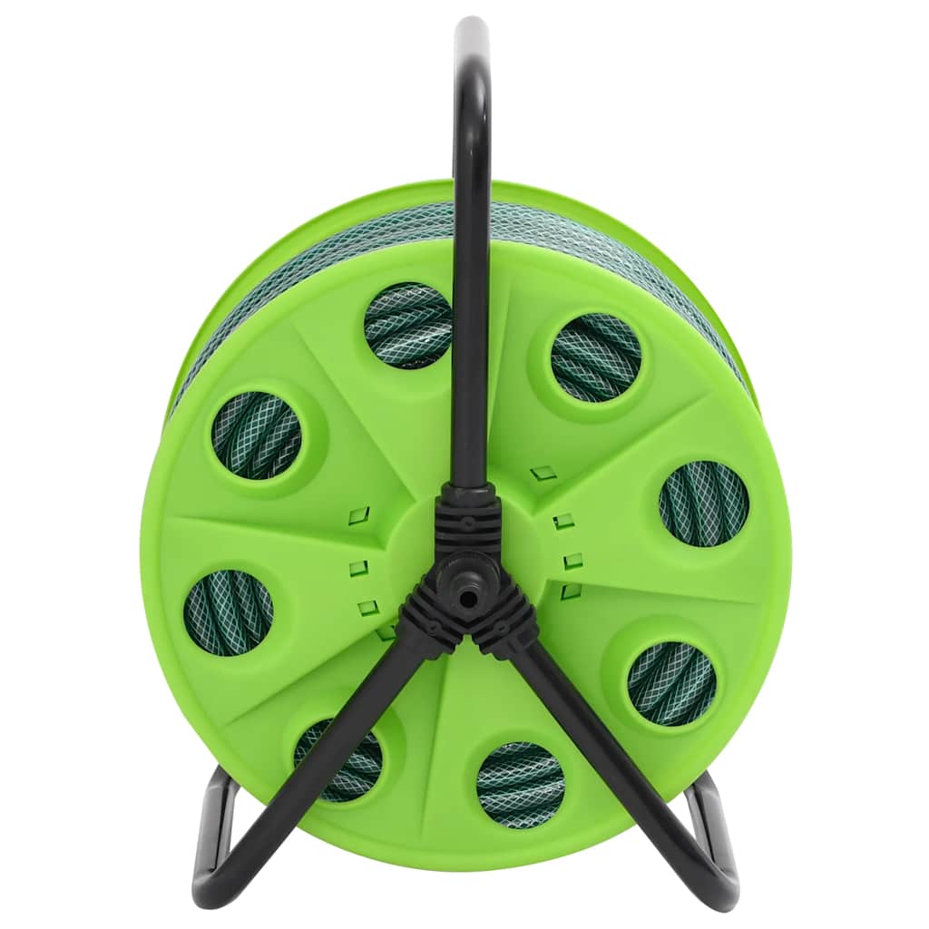 Free Standing Green Hose Reel with Hose Fitting Set 0.5" 30 m